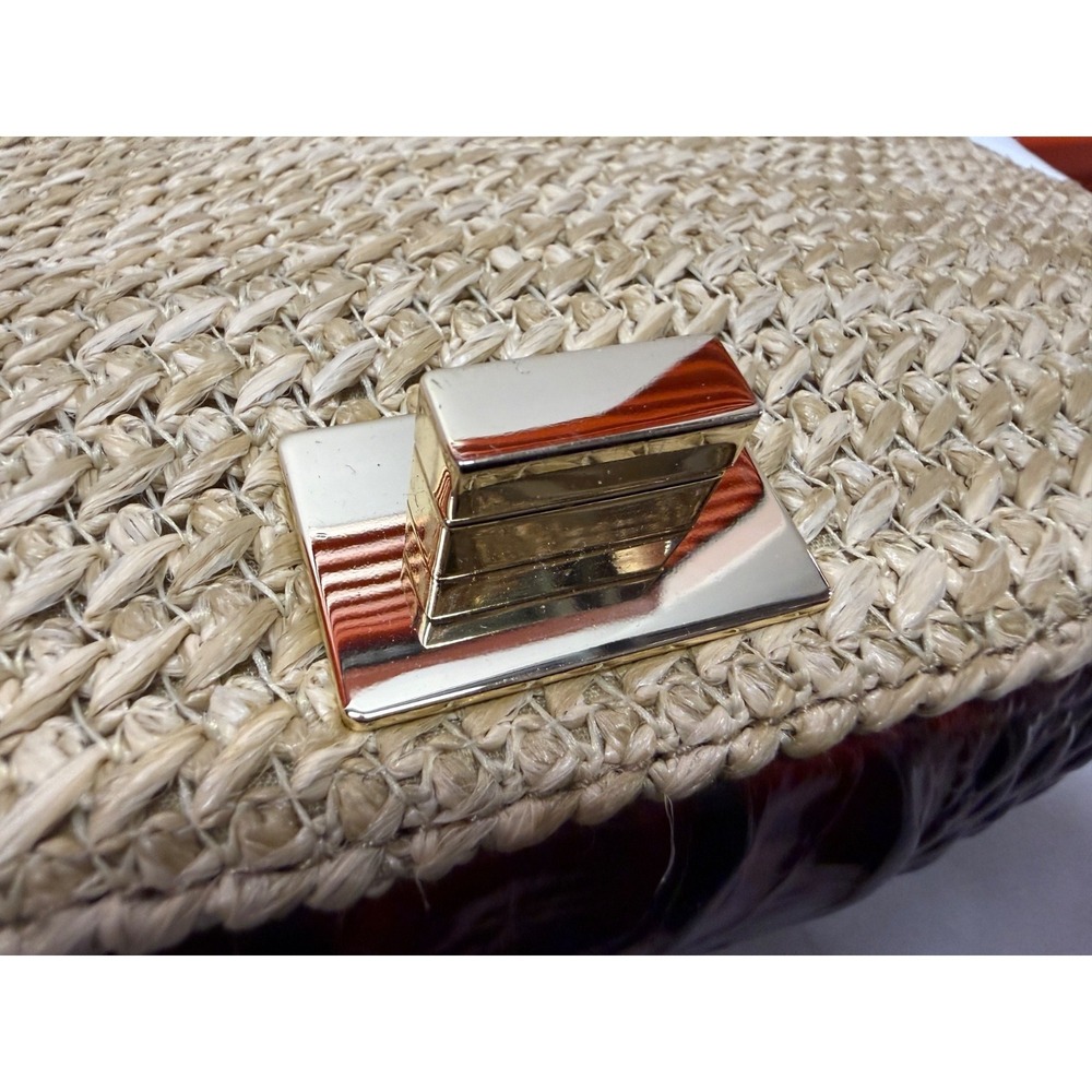 NWT BRAHMIN Le Jardin Collection Sandrine Straw Clutch - Natural w/Floral Accent - Picture 10 of 12